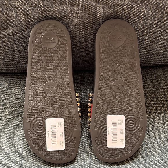 FINAL DROP/ SALE!!! Gucci Crystal web logo Slides sandals NWB - Picture 9 of 11